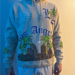 Mens Medium Fashion Nova Tan Los Angeles Palm Hoodie